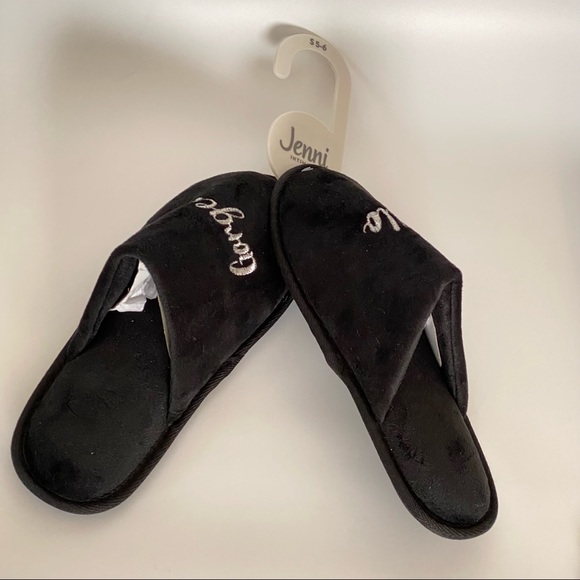 Jenni Intimates Women’s Hello Gorgeous Black Slippers Size Small - Picture 2 of 4